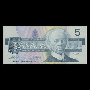 Canada, Bank of Canada, 5 dollars : 1986