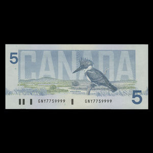 Canada, Bank of Canada, 5 dollars : 1986