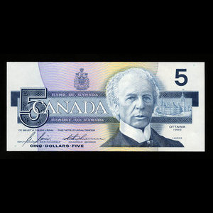 Canada, Bank of Canada, 5 dollars : 1986