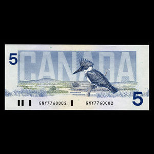 Canada, Bank of Canada, 5 dollars : 1986