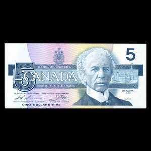 Canada, Bank of Canada, 5 dollars : 1986