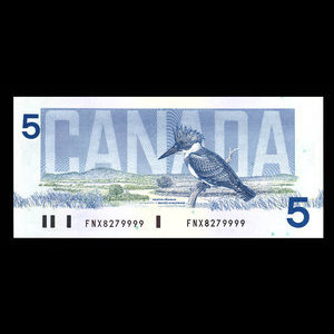 Canada, Bank of Canada, 5 dollars : 1986