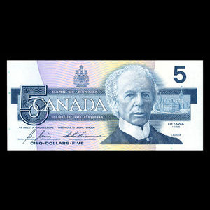 Canada, Bank of Canada, 5 dollars : 1986