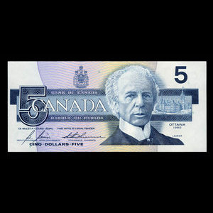 Canada, Bank of Canada, 5 dollars : 1986