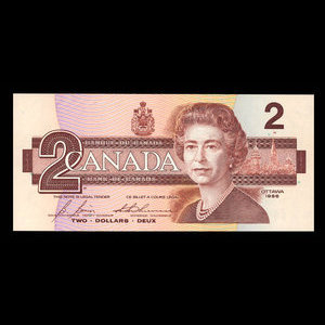 Canada, Bank of Canada, 2 dollars : 1986