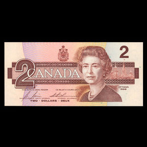 Canada, Bank of Canada, 2 dollars : 1986