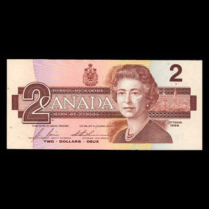 Canada, Bank of Canada, 2 dollars : 1986