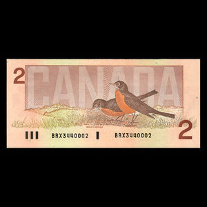 Canada, Bank of Canada, 2 dollars : 1986