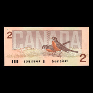 Canada, Bank of Canada, 2 dollars : 1986