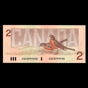 Canada, Bank of Canada, 2 dollars : 1986