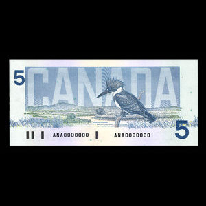 Canada, Bank of Canada, 5 dollars : 1986