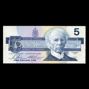 Canada, Bank of Canada, 5 dollars : 1986