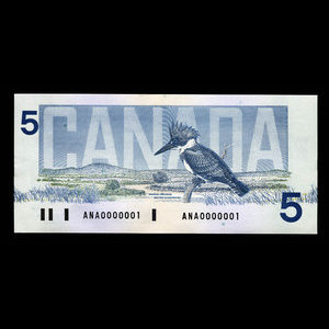 Canada, Bank of Canada, 5 dollars : 1986