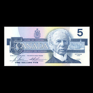 Canada, Bank of Canada, 5 dollars : 1986