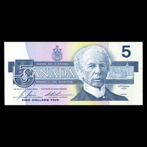 Canada, Bank of Canada, 5 dollars : 1986