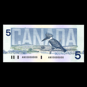 Canada, Bank of Canada, 5 dollars : 1986