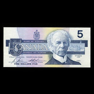 Canada, Bank of Canada, 5 dollars : 1986