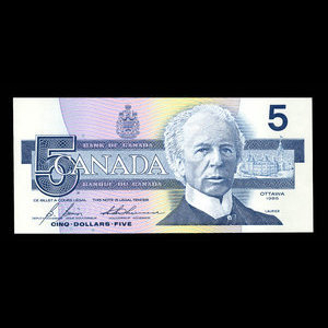 Canada, Bank of Canada, 5 dollars : 1986