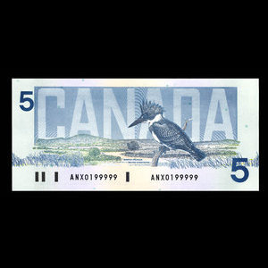 Canada, Bank of Canada, 5 dollars : 1986