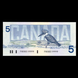 Canada, Bank of Canada, 5 dollars : 1986