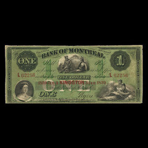 Canada, Bank of Montreal, 1 dollar : January 3, 1859