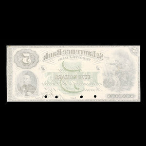 Canada, St. Lawrence Bank, 5 dollars : December 2, 1872