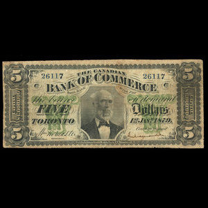 Canada, Canadian Bank of Commerce, 5 dollars : January 1, 1879