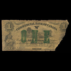 Canada, Commercial Bank of Canada, 1 dollar : January 2, 1857