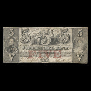 Canada, Commercial Bank of the Midland District, 5 dollars : July 1, 1843