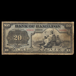 Canada, Bank of Hamilton, 20 dollars : June 1, 1909