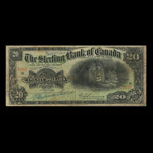 Canada, Sterling Bank of Canada, 20 dollars : April 25, 1906