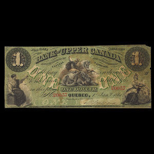 Canada, Bank of Upper Canada (York), 1 dollar : January 1, 1861