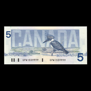 Canada, Bank of Canada, 5 dollars : 1986