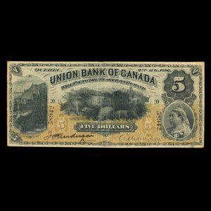 Canada, Union Bank of Canada (The), 5 dollars : August 2, 1886