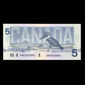 Canada, Bank of Canada, 5 dollars : 1986