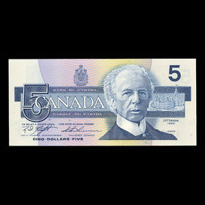 Canada, Bank of Canada, 5 dollars : 1986