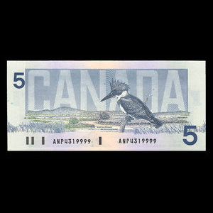 Canada, Bank of Canada, 5 dollars : 1986