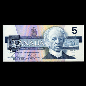 Canada, Bank of Canada, 5 dollars : 1986