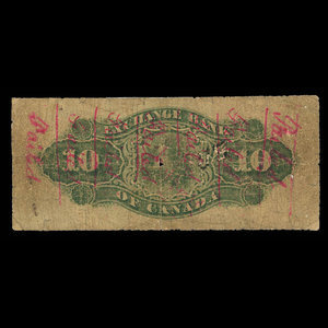 Canada, Exchange Bank of Canada, 10 dollars : November 1, 1872