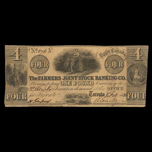 Canada, Farmer's Joint Stock Banking Co., 1 pound : February 1, 1836