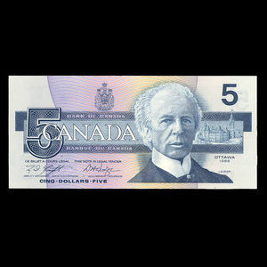 Canada, Bank of Canada, 5 dollars : 1986