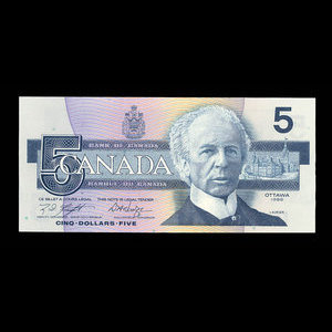 Canada, Bank of Canada, 5 dollars : 1986