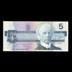 Canada, Bank of Canada, 5 dollars : 1986