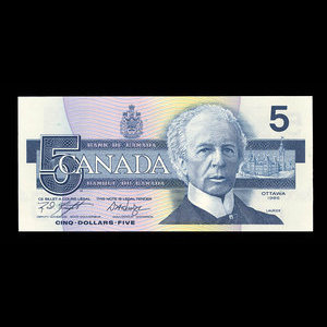 Canada, Bank of Canada, 5 dollars : 1986