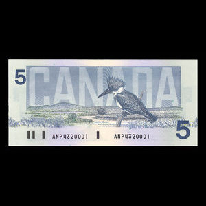 Canada, Bank of Canada, 5 dollars : 1986