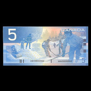 Canada, Bank of Canada, 5 dollars : 2002