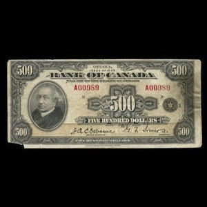 Canada, Bank of Canada, 500 dollars : 1935