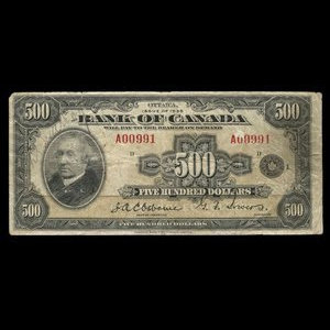 Canada, Bank of Canada, 500 dollars : 1935