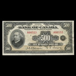 Canada, Bank of Canada, 500 dollars : 1935