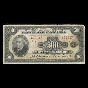 Canada, Bank of Canada, 500 dollars : 1935